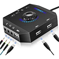 Los mejores  - Tarjeta de Sonido Externa USB Audio Adaptador con 3.5mm Auriculares y Micrófono Control de Volumen Plug-Play para Fichas…